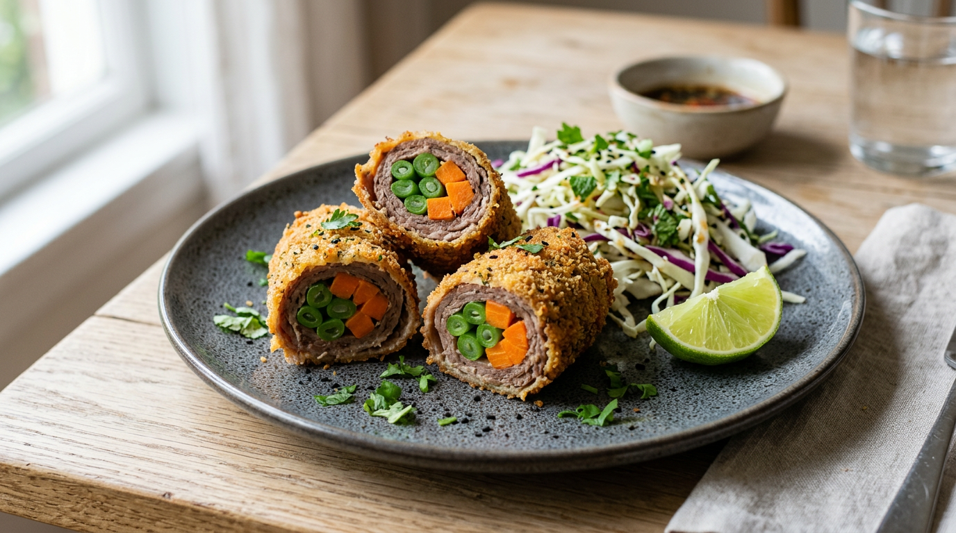 Zwei Farben Gemüse Rouladen
