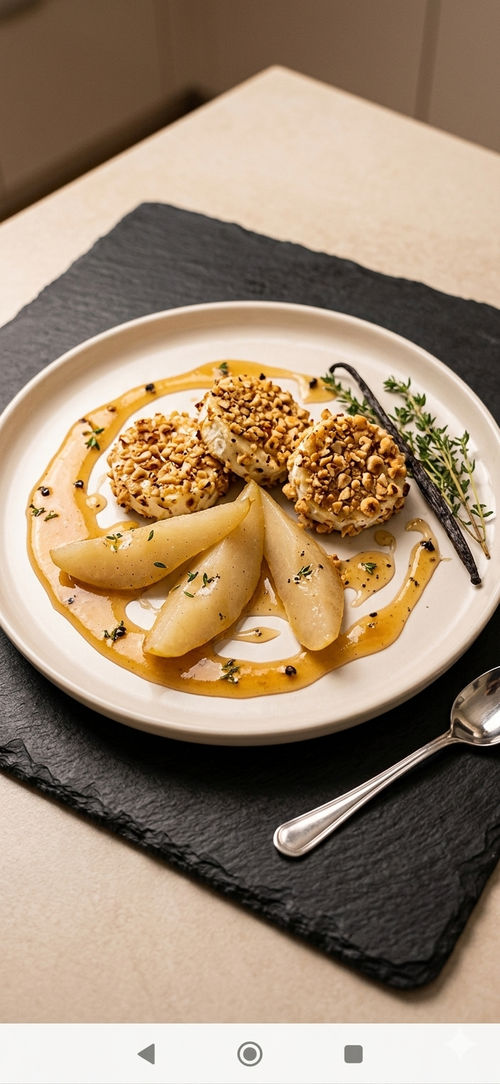 Warmer Ziegenkäse mit Rieslingbirnen.