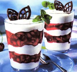 Kirschbecher mit Eierlikörcreme.